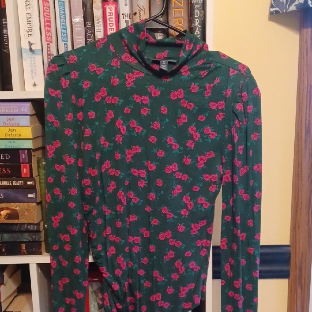 Modcloth Womens Green Floral Bodysuit Size Medium